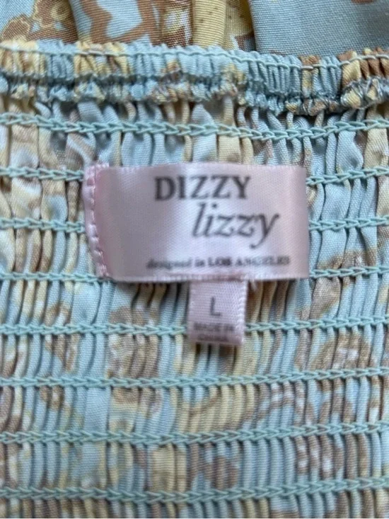 NWOT Dizzy Lizzy Light Blue and Yellow Tie-Front Puff-Sleeve Dress Never Worn - Picture 8 of 12